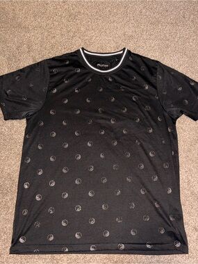 Men's Black Short Sleeve Tee with Micro Yin Yang Print